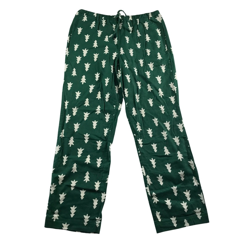 Hanna Andersson Mens Medium Green Christmas Tree Cotton Pajama Pants Drawstring